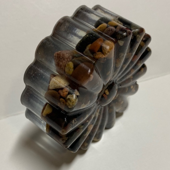 Resin Floral Home Decor Doorstop Flower Natural Rock Art NWOT Handmade - Picture 2 of 14